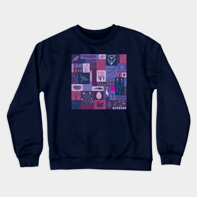 Purple Birds Crewneck Sweatshirt by Das Brooklyn